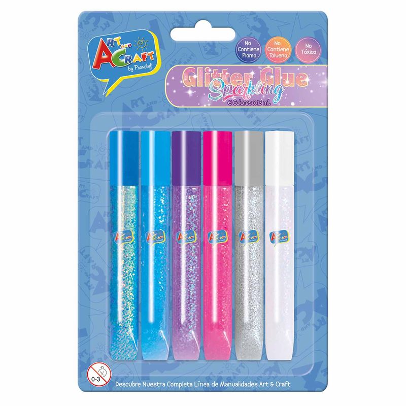 PRONOBEL - Glitter Glue Fantasía 6 Col 13 Ml