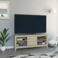 FMFURNITURE - Rack TV 65" Con 1 Puerta Y 4 Repisas Fm-005C Café Oscuro