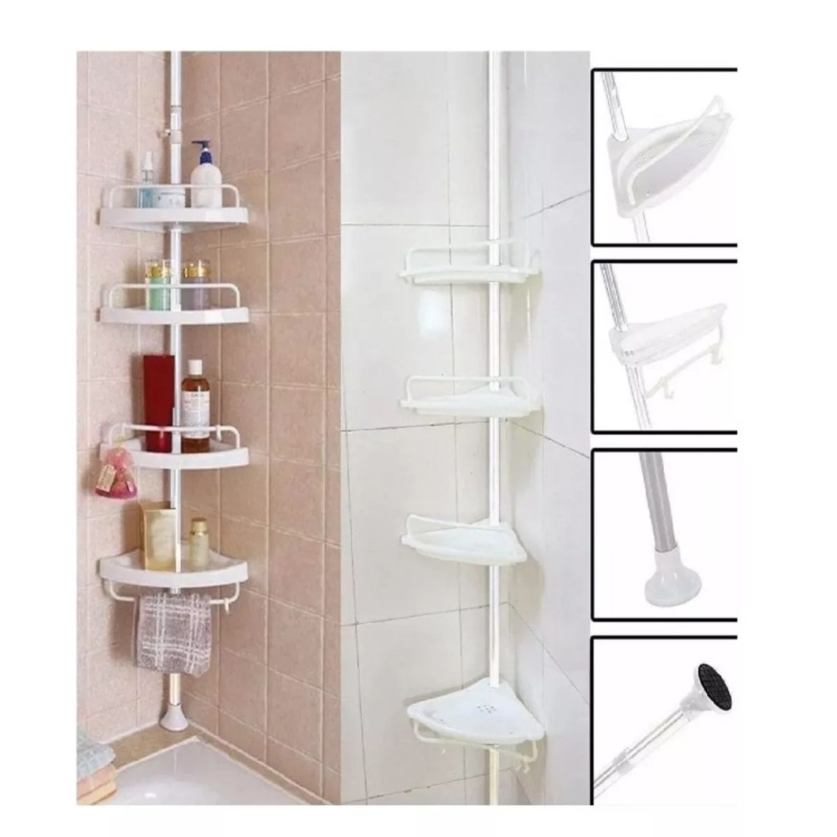 GENERICO - Esquinero De Ducha Multi-uso 4 Repisas Ajustable Organizador