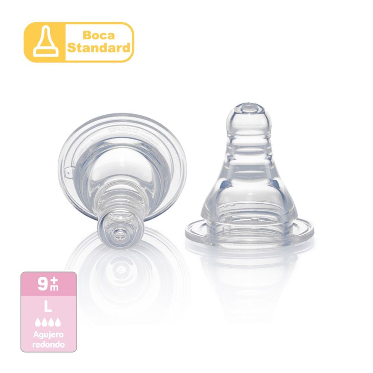 PIGEON - 2 Tetinas de Silicona PIGEON Flexible -L Boca Standard 9m+