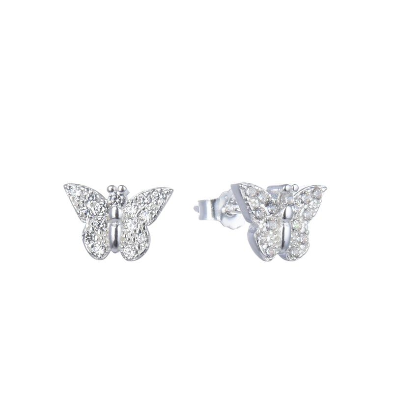 ANDREA COGGIOLA JOYAS - Aros Mariposa Circones Blancos Plata Fina 925