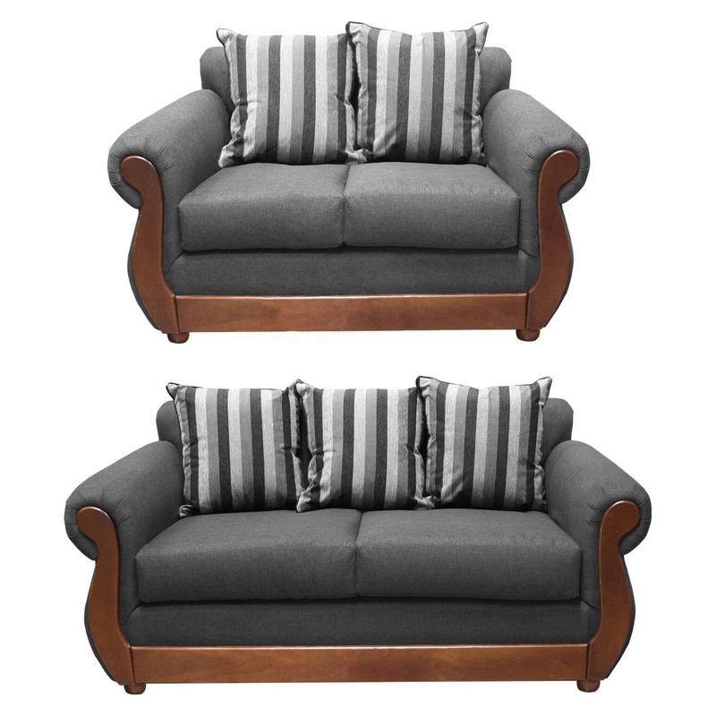 DKORA - Living Brigitte sofa 3 cuerpos + sofa 2 cuerpos Marengo