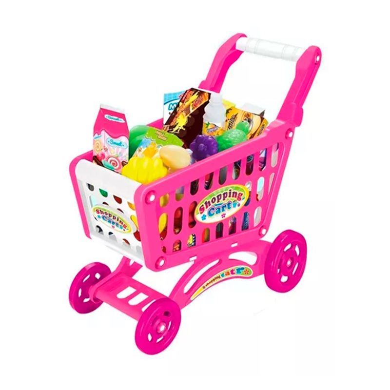 GENERICO - Carrito Supermercado Para Niñas 56 Piezas Rosado