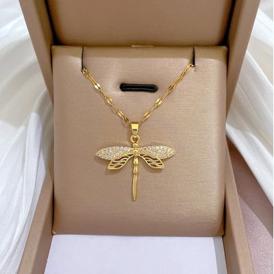 Imagen 2 del producto Collar Libélula Cadena En Acero Inoxidable - Bañado Oro 18k