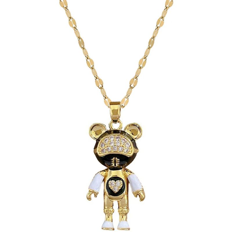 GENERICO - Collar Oso Osito Robot - Acero Inoxidable Bañado En Oro 18k