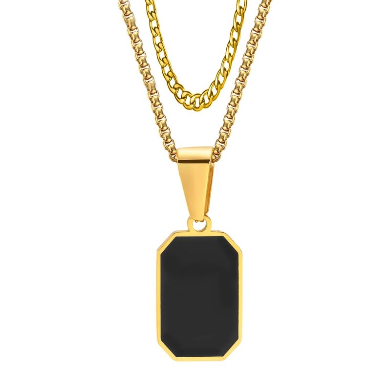 GENERICO - Cadenas 2 en 1 Placa Collar Grumet Acero Inoxidable Hombre