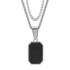 GENERICO - Cadenas 2 en 1 Placa Collar Grumet Acero Inoxidable Hombre