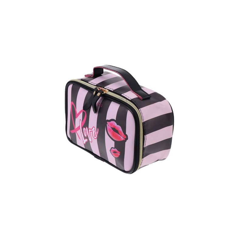 GENERICO - Cosmetiquero Para Maquillaje Love Rosado Con Negro
