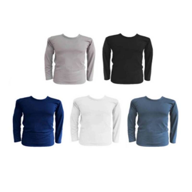 GENERICO - Pack3 Camisetas Bambu Varón Hombre Cuello Redondo Manga Larga Polar