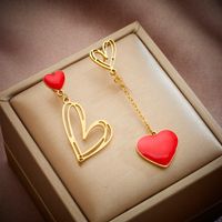 Aros Desigual Corazón Colgantes - Acero Bañado En Oro 18k