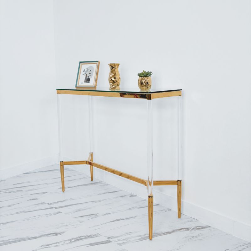 GENERICO - Arrimo metalico dorado y acrilico MGR MUEBLES