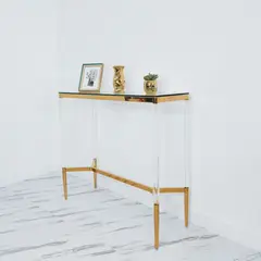 GENERICO - Arrimo metalico dorado y acrilico MGR MUEBLES