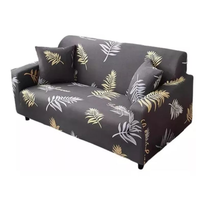 GENERICO - Funda Protector Para Sillón Sofá 2 Cuerpos Diseños / GRIS HOJAS 294
