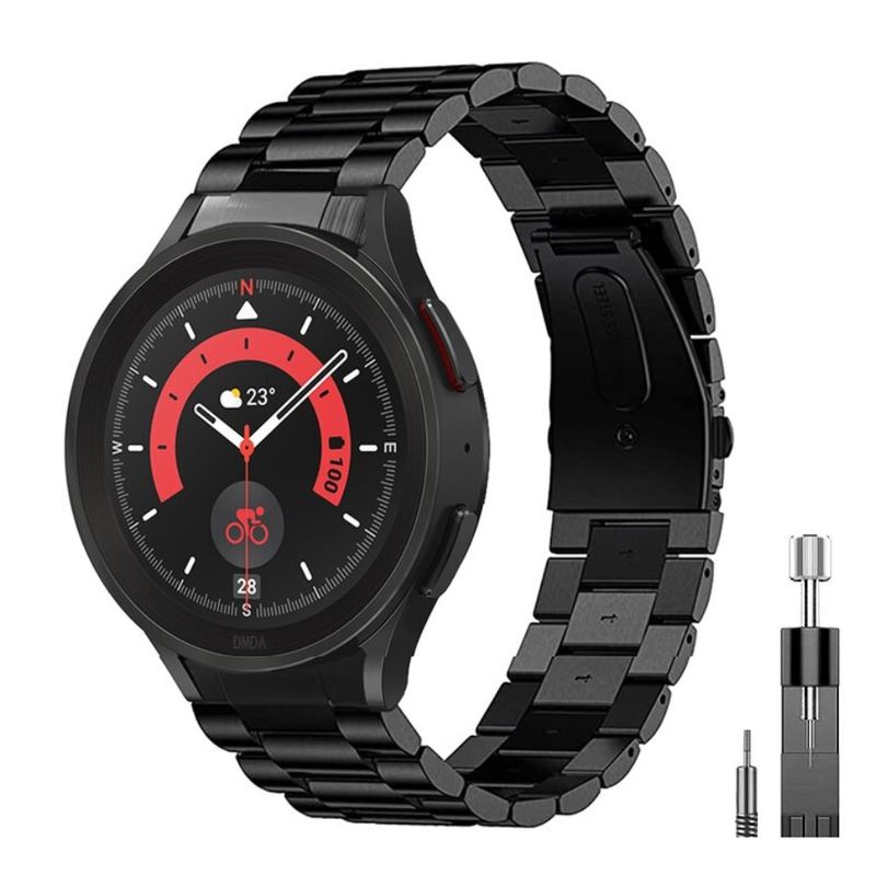 GENERICO - Correa Acero para Galaxy Watch 4 y 5 + Ajustador Negra