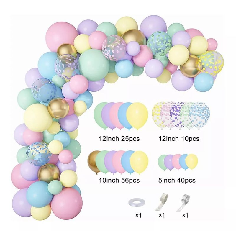 EVERSO - Juego De Globos Con Decoración Macarrones De Colores 134pcs
