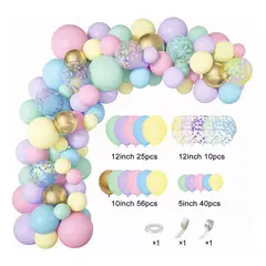 EVERSO - Juego De Globos Con Decoración Macarrones De Colores 134pcs