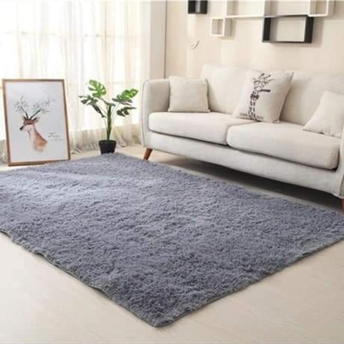 GENERICO - Alfombra Peluda Medida 200 x 300 cm, Color Gris Oscura