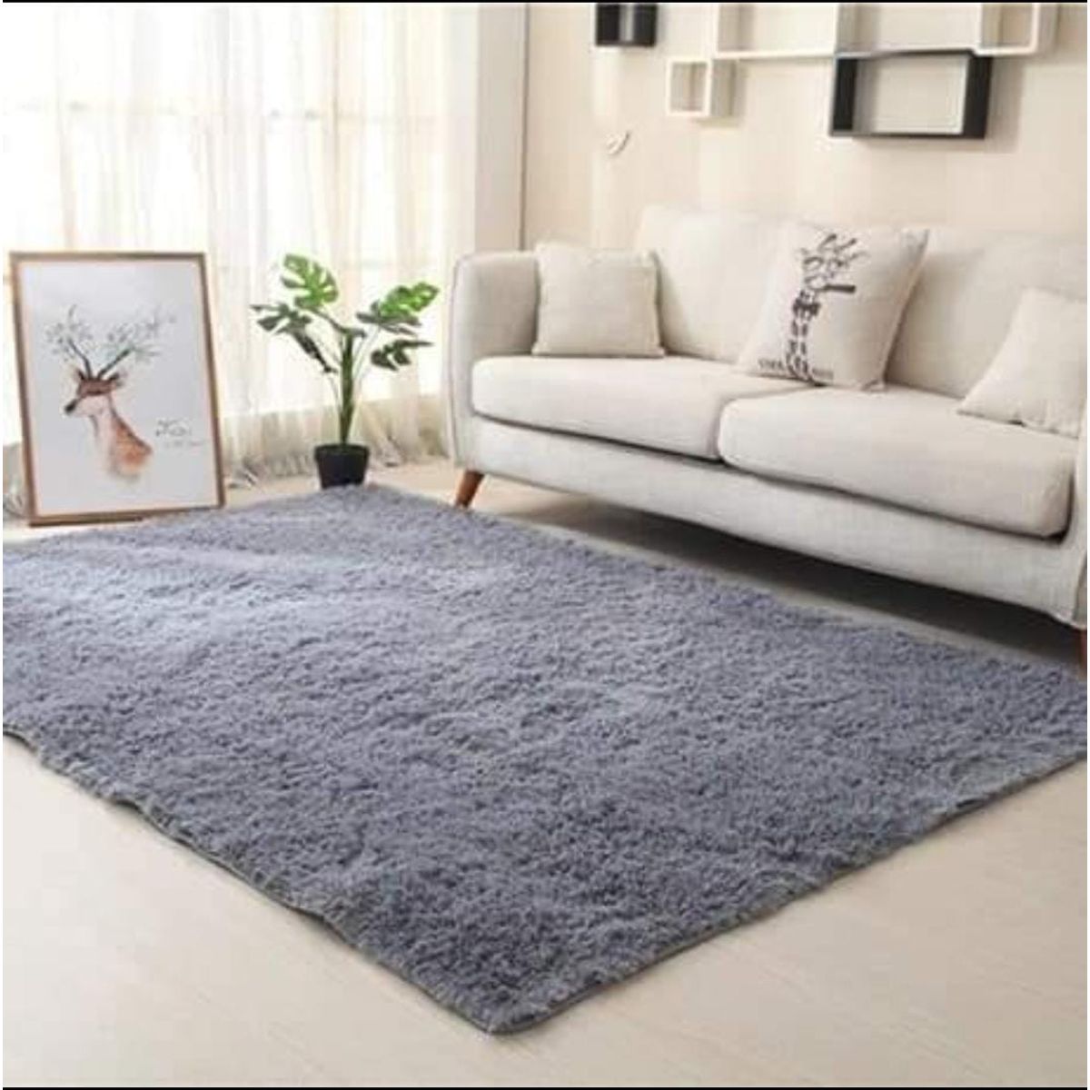 GENERICO - Alfombra Peluda Medida 200 x 300 cm, Color Gris Oscura