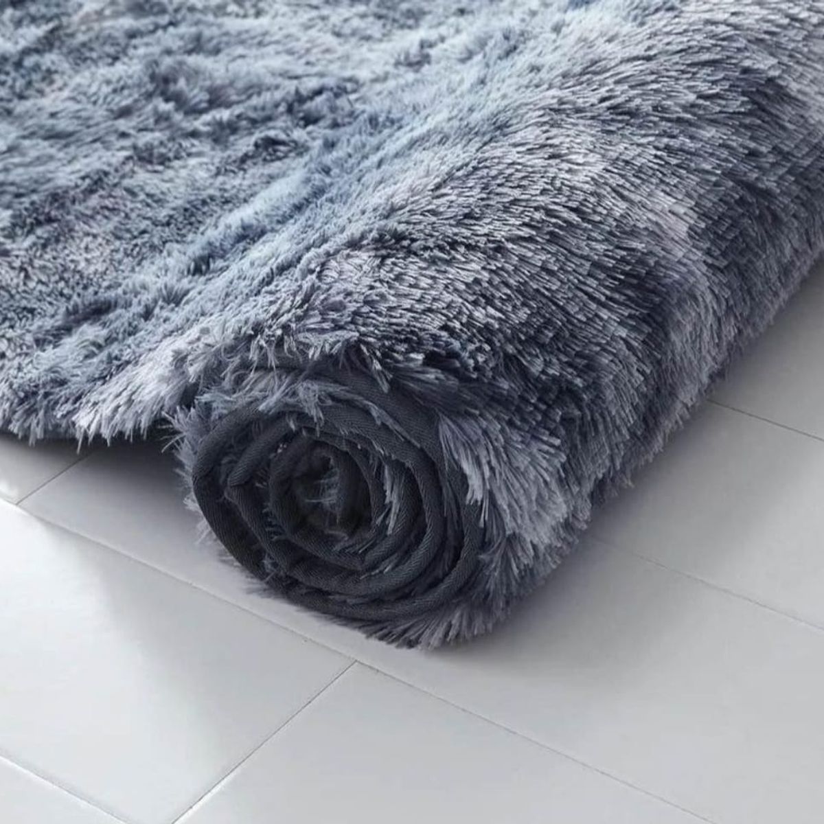 GENERICO - Alfombra Peluda Medida 200 x 240 cm, Color Gris Oscura Jaspeada