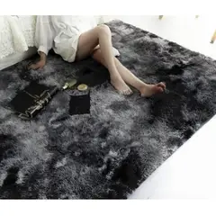 GENERICO - Alfombra Peluda Medida 200 x 240 cm, Color Negra Jaspeada