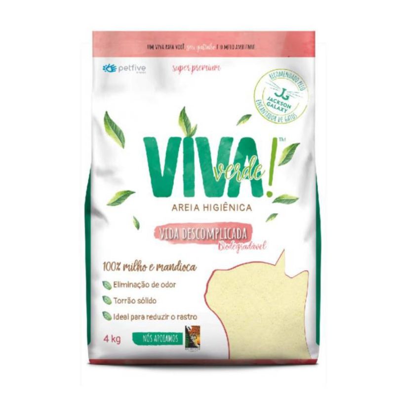 VIVA VERDE - Arena Sanitaria Gatos Biodegradable De Maíz Y Yuca 4 Kg