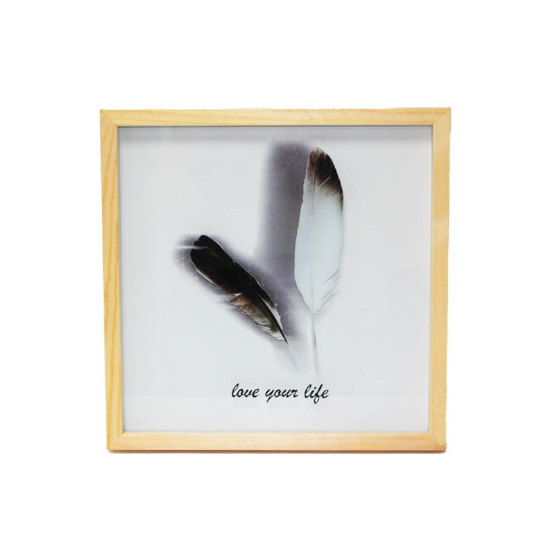 NEWTREE - Cuadro Pluma Bordes de Madera