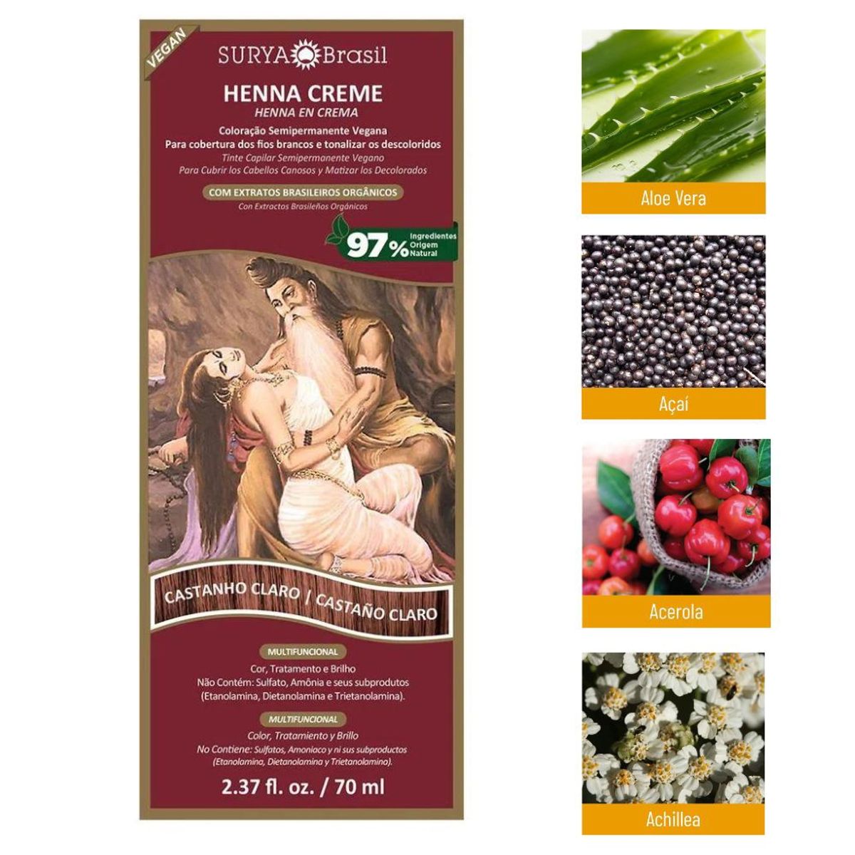 SURYA BRASIL - Henna en crema castaño claro x 2 unds