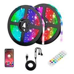 ESHOPANGIE - Tira Cinta Led Rgb 5050 Rítmica Usb App 5mtrs x2