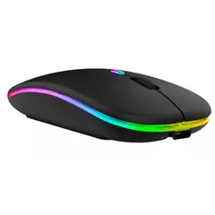 GENERICO - Mause Óptico Inalámbrico Recargable Led Rgb 24ghz Rf-6800 NEGRO