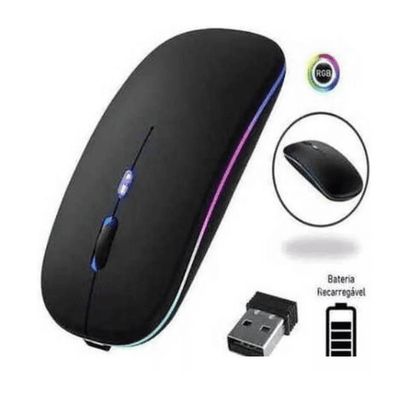 Imagen 2 del producto Mause Óptico Inalámbrico Recargable Led Rgb 24ghz Rf-6800 NEGRO