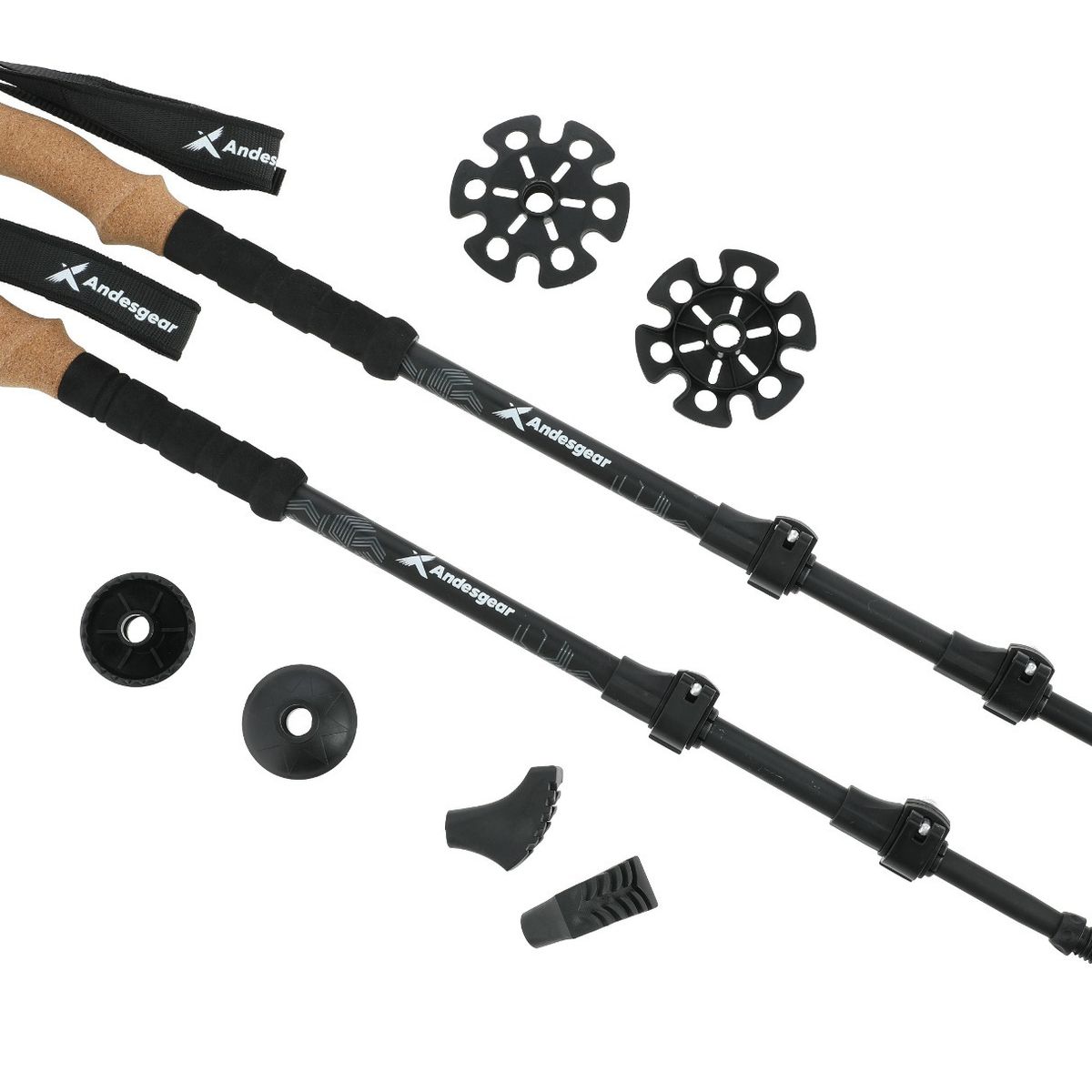 ANDESGEAR - Bastones (Par) Aluminio Huerquehue Negro ANDESGEAR