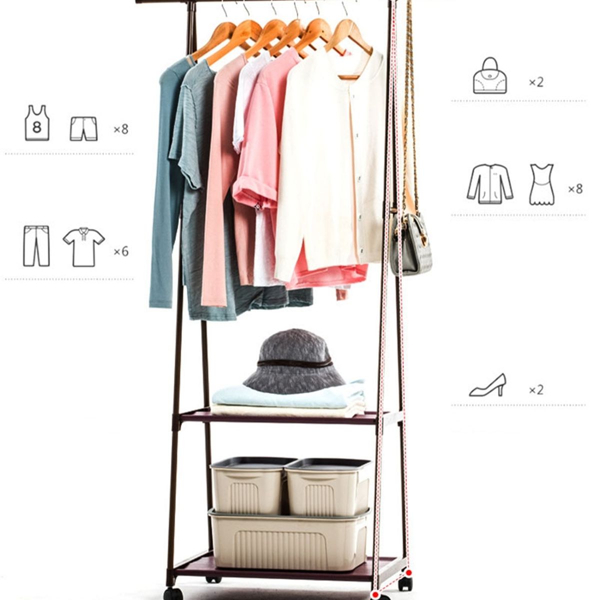 GENERICO - Perchero Portátil Estante Perchero Triangular Móvil ruedas