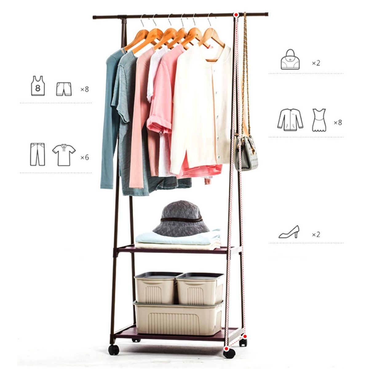 GENERICO - Perchero Portátil Estante Perchero Triangular Móvil ruedas