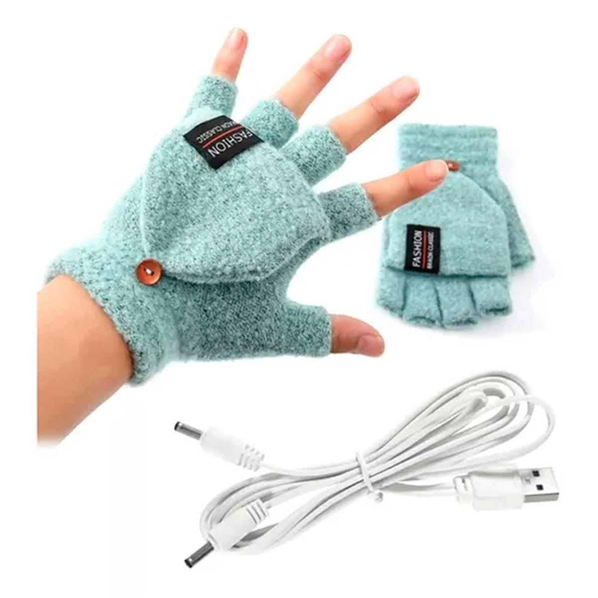ESHOPANGIE - Guantes Calefactores Con Conexion Usb Calentador De Manos Verde
