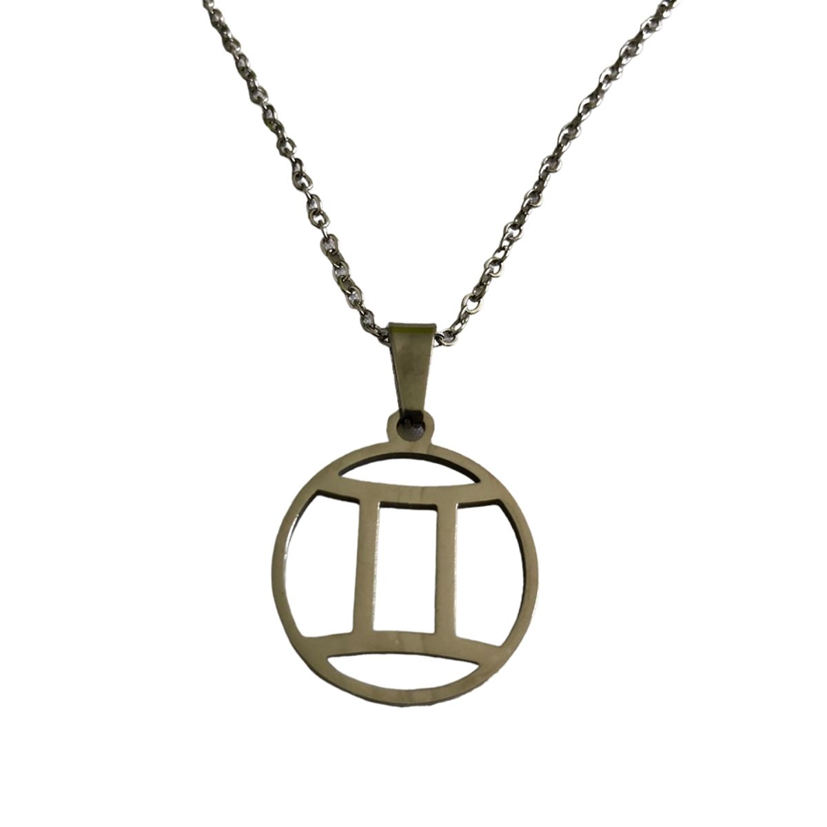 GENERICO - Colgante Géminis Acero Inoxidable con Cadena 50 cms