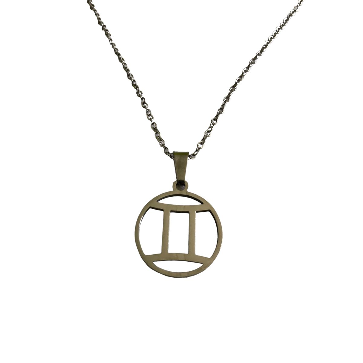 GENERICO - Colgante Géminis Acero Inoxidable con Cadena 50 cms