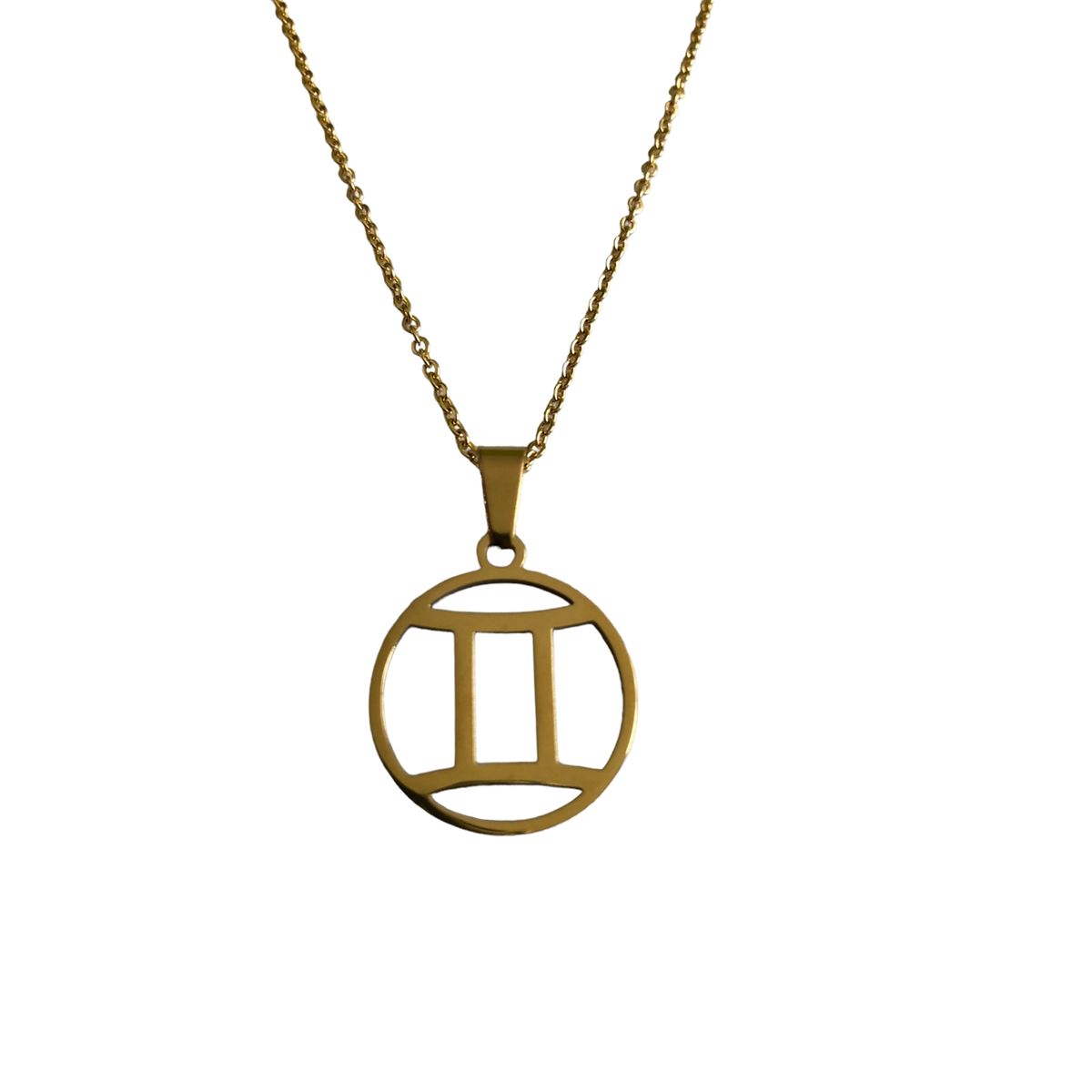GENERICO - Colgante Géminis Acero Inoxidable con Cadena 50 cms