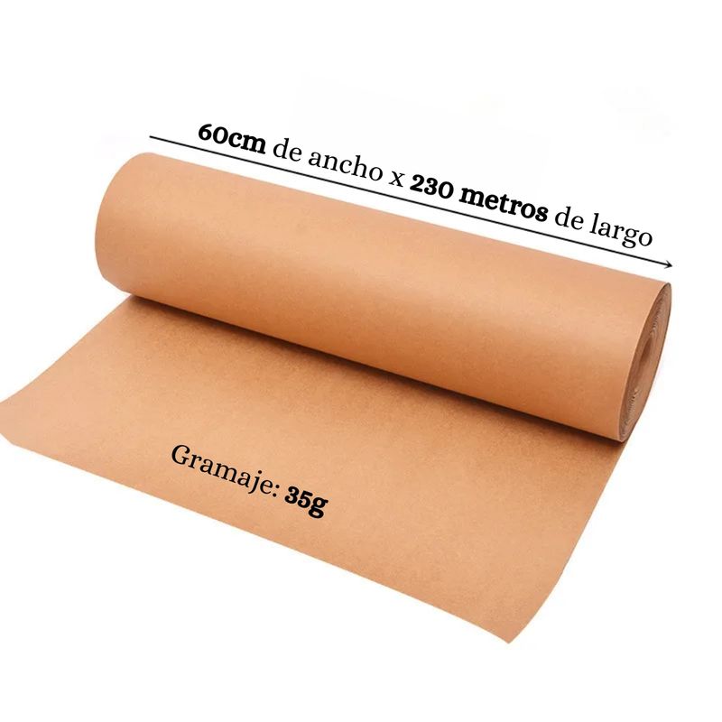 GENERICO - Rollo de Papel Kraft 60cm X 230 Metros x 35gr