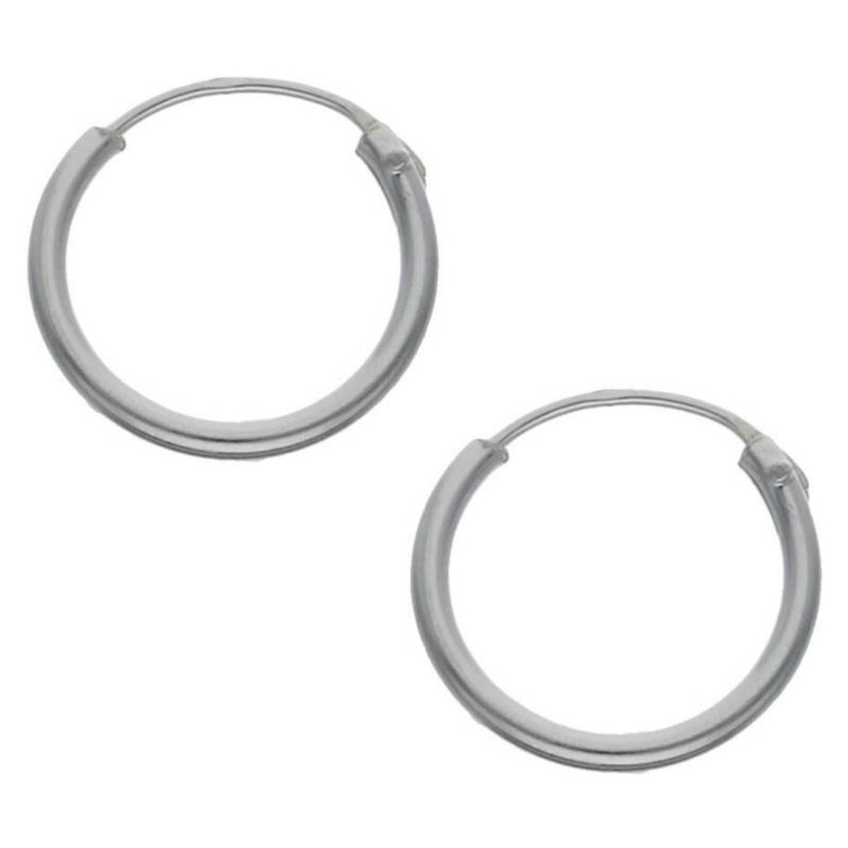 GENERICO - Aros De Plata Fina 925 Argollas 14mm Unisex Plata Italiana