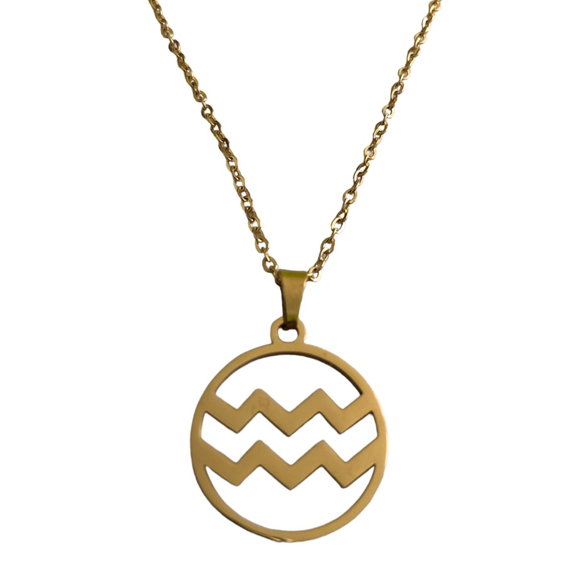 GENERICO - Colgante Signo Acuario Acero Inoxidable con Cadena 50 cms