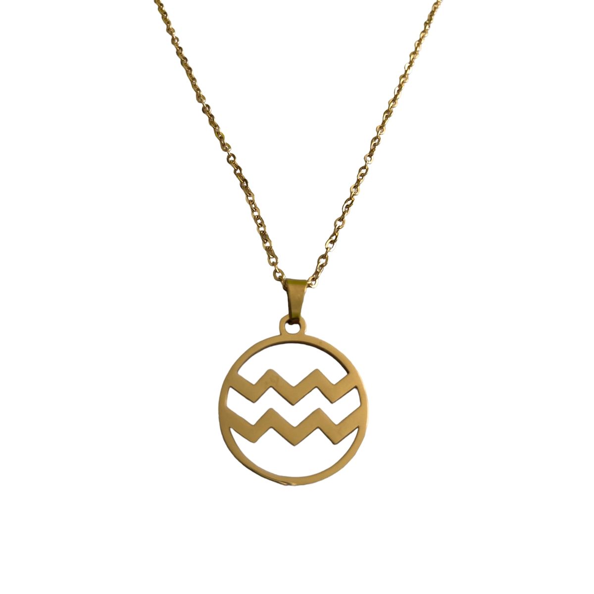 GENERICO - Colgante Signo Acuario Acero Inoxidable con Cadena 50 cms