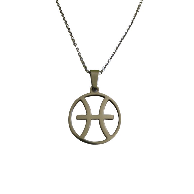 GENERICO - Colgante Signo Piscis Acero Inoxidable con Cadena 50 cms