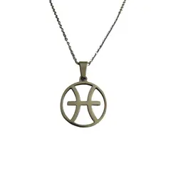 GENERICO - Colgante Signo Piscis Acero Inoxidable con Cadena 50 cms