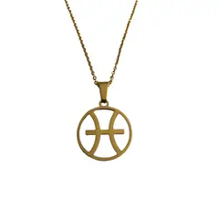 GENERICO - Colgante Signo Piscis Acero Inoxidable con Cadena 50 cms
