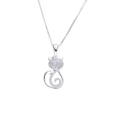COGGIOLA - Collar Gato Calado Circón Blanco Plata Fina 925