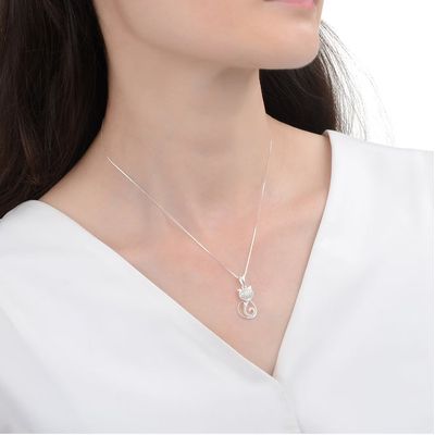 Imagen 2 del producto Collar Gato Calado Circón Blanco Plata Fina 925