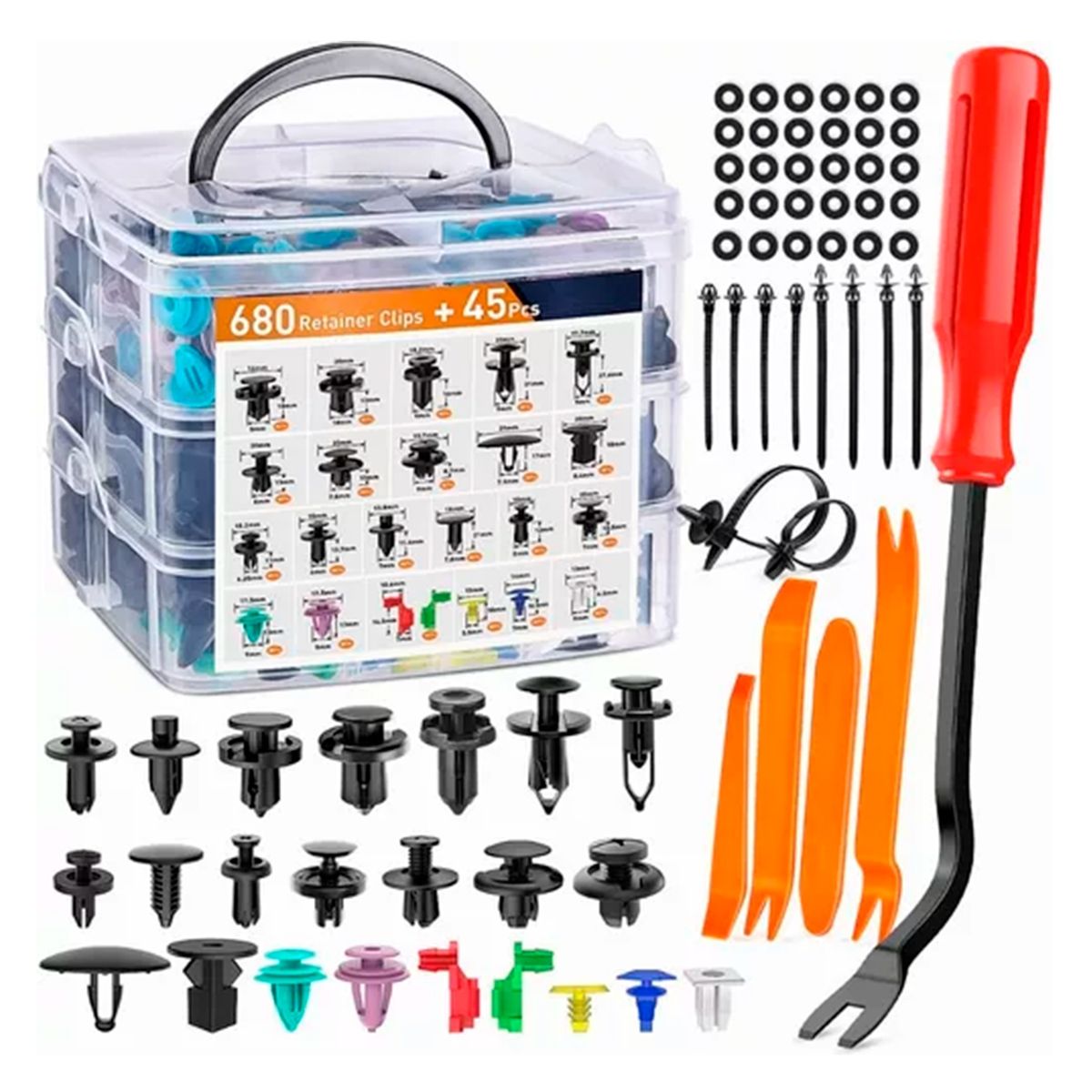 GENERICO - Kit 725 Clip Broche Retencion Plastico Auto Lata Tapabarro