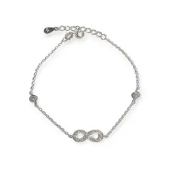 ANDREA COGGIOLA JOYAS - Pulsera Infinito Punto De Luz Blanco Plata Fina 925