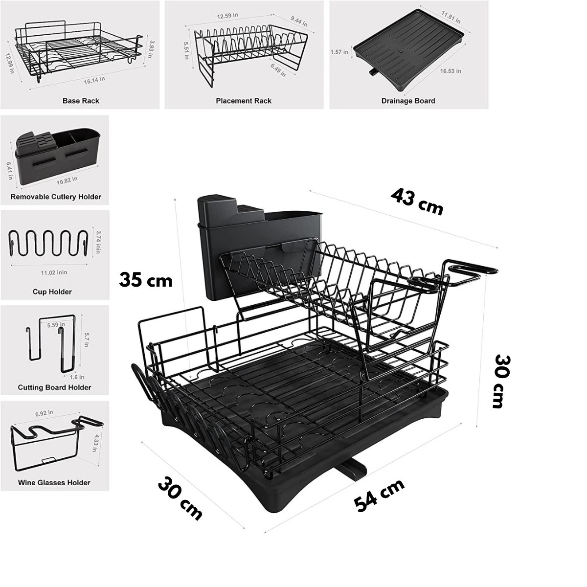 GENERICO - Secador Escurridor Platos 2 Niveles Desmontable Moderno