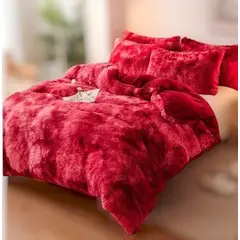 ANGELES DEL HOGAR - Cobertores de Invierno peludos con chiporros King Burdeo Jaspeado